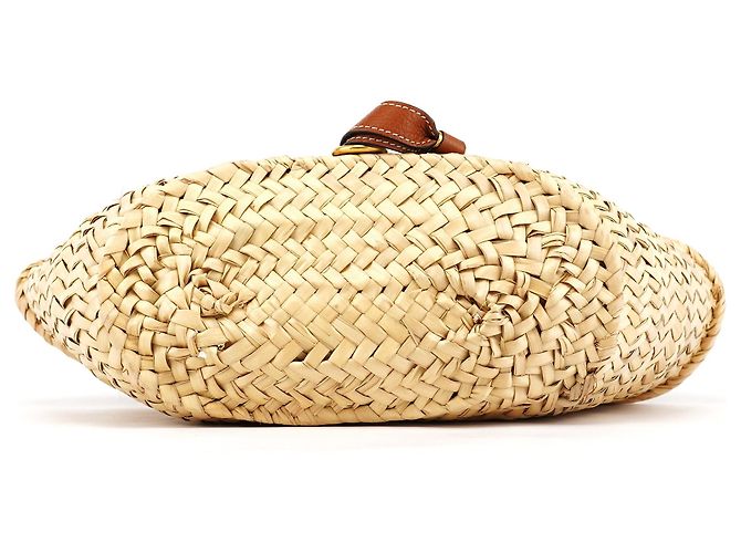 Chloé Borsa Cesto Marcie in Pelle e Raphia Beige - vista 5
