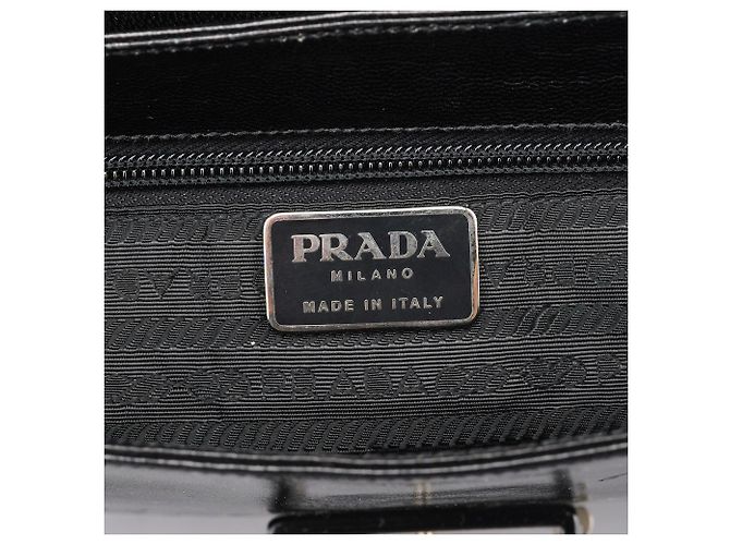 Prada Borsa a tracolla Madras B6663 in pelle di vitello nera - vista 12