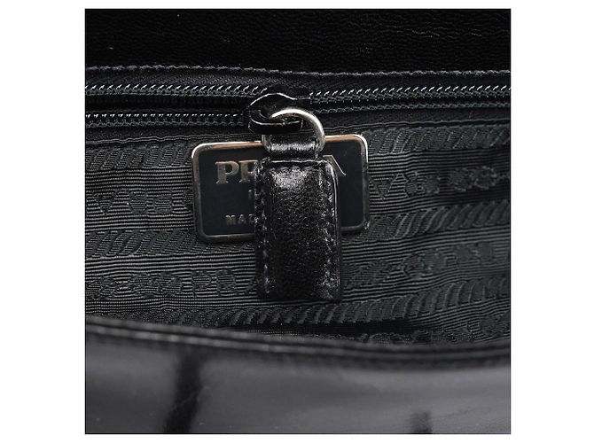 Prada Borsa a tracolla Madras B6663 in pelle di vitello nera - vista 13