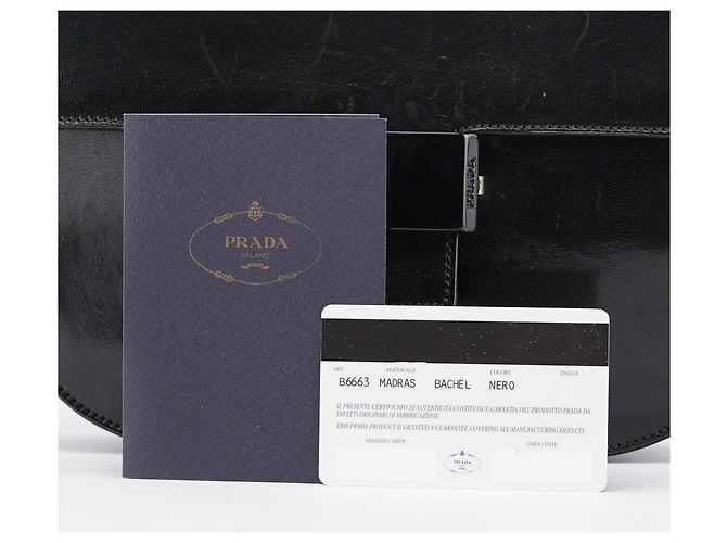 Prada Borsa a tracolla Madras B6663 in pelle di vitello nera - vista 14