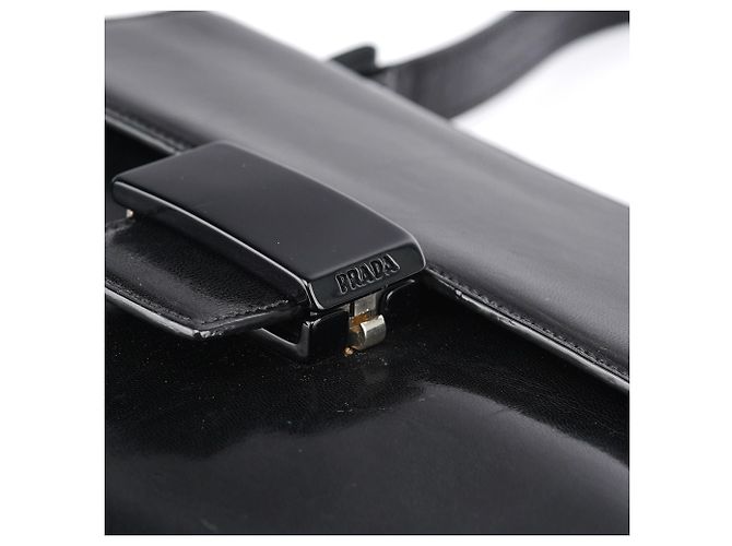 Prada Borsa a tracolla Madras B6663 in pelle di vitello nera - vista 6