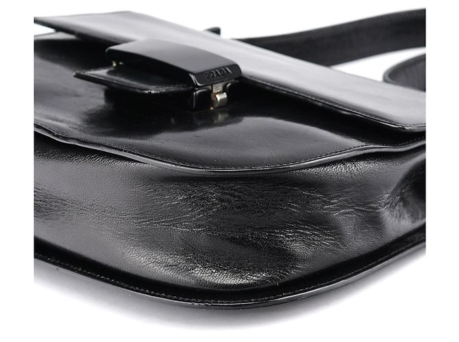Prada Borsa a tracolla Madras B6663 in pelle di vitello nera - vista 9