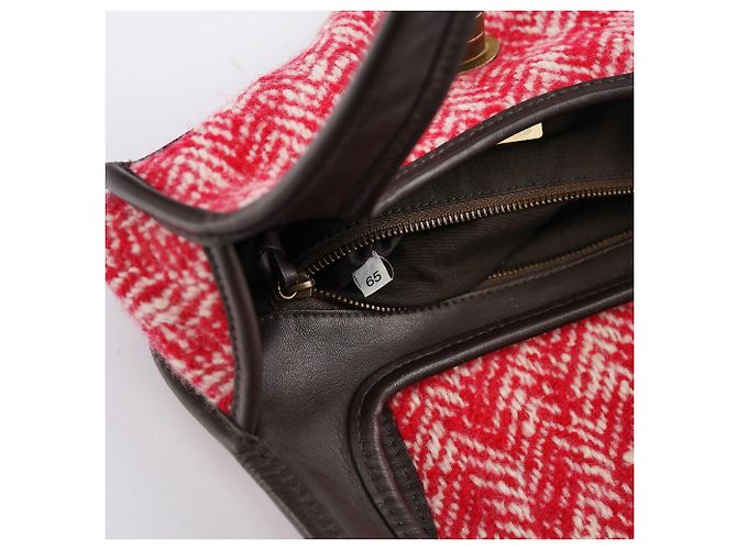 Miu Miu Borsa a tracolla RR0599 Chevron Twin Red Wool - vista 12