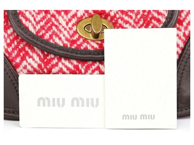 Miu Miu Borsa a tracolla RR0599 Chevron Twin Red Wool - vista 13