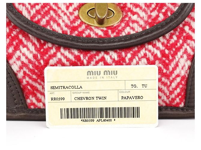 Miu Miu Borsa a tracolla RR0599 Chevron Twin Red Wool - vista 14