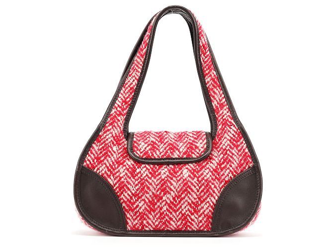 Miu Miu Borsa a tracolla RR0599 Chevron Twin Red Wool - vista 3
