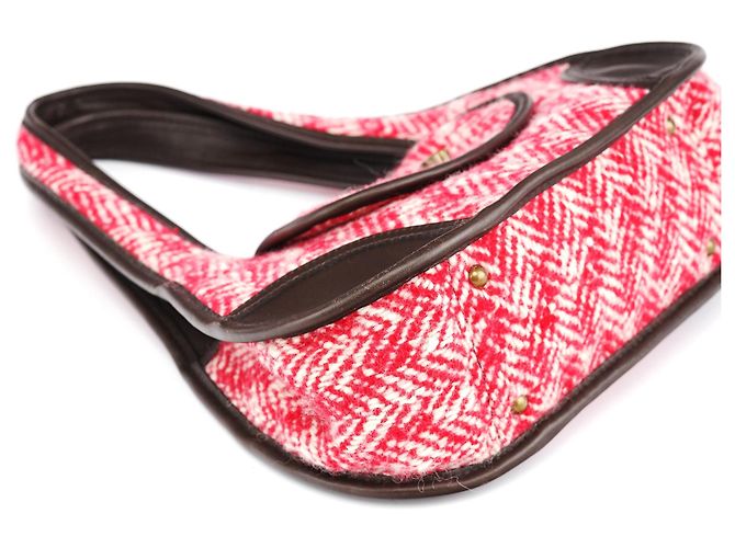 Miu Miu Borsa a tracolla RR0599 Chevron Twin Red Wool - vista 7