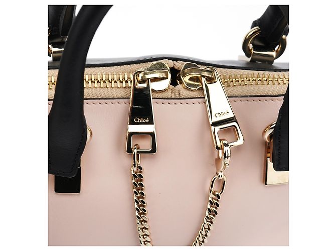 Chloé Borsa Baylee 2-Way in pelle di vitello rosa e nera - vista 6