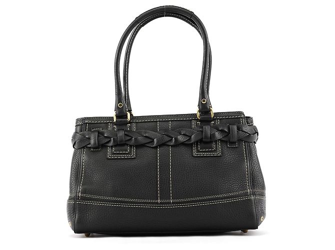 Coach Borsa Tote Hamptons 10528 in pelle martellata nera - vista 3