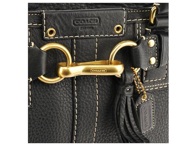 Coach Borsa Tote Hamptons 10528 in pelle martellata nera - vista 5