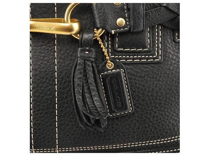 Coach Borsa Tote Hamptons 10528 in pelle martellata nera - vista 6