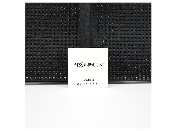 Yves Saint Laurent Grande pochette in raso nero con cristalli e strass - vista 11