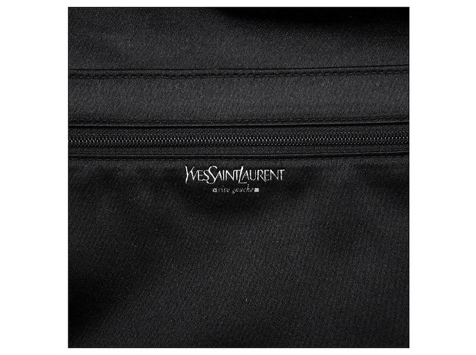 Yves Saint Laurent Grande pochette in raso nero con cristalli e strass - vista 9
