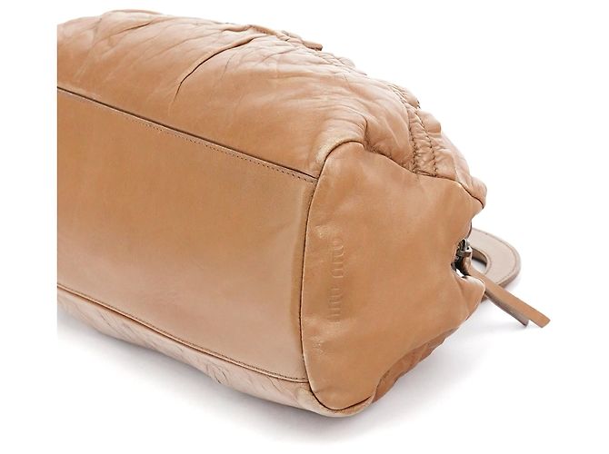 Miu Miu Borsa Bowling in pelle di vitello marrone chiaro - vista 11