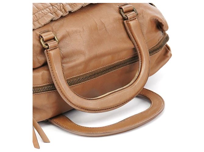 Miu Miu Borsa Bowling in pelle di vitello marrone chiaro - vista 12