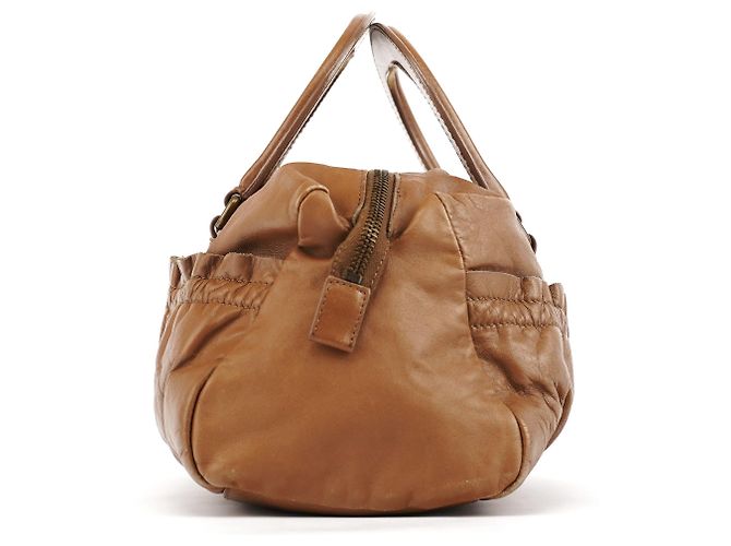 Miu Miu Borsa Bowling in pelle di vitello marrone chiaro - vista 2