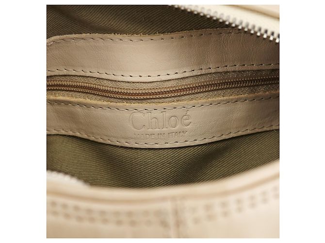 Chloé Borsa camera in pelle embossed beige - vista 16