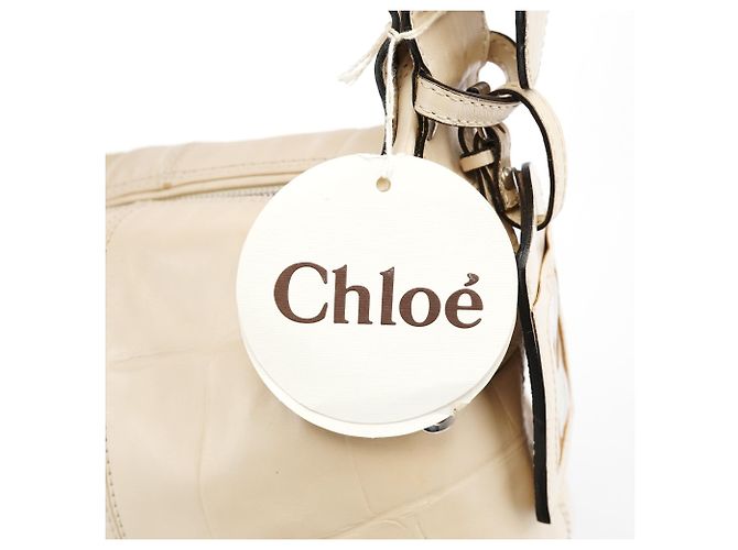 Chloé Borsa camera in pelle embossed beige - vista 19