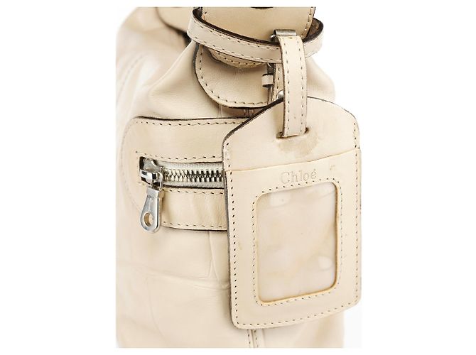 Chloé Borsa camera in pelle embossed beige - vista 6