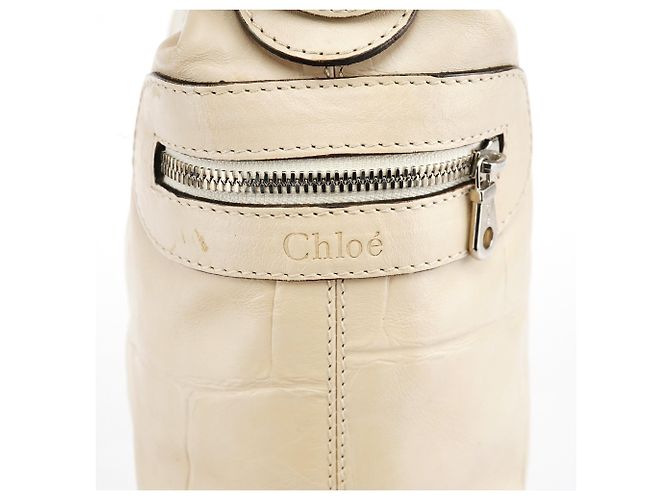 Chloé Borsa camera in pelle embossed beige - vista 7