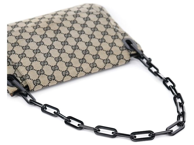 Gucci Borsa a tracolla Grey GG con catena in plastica nera - vista 11
