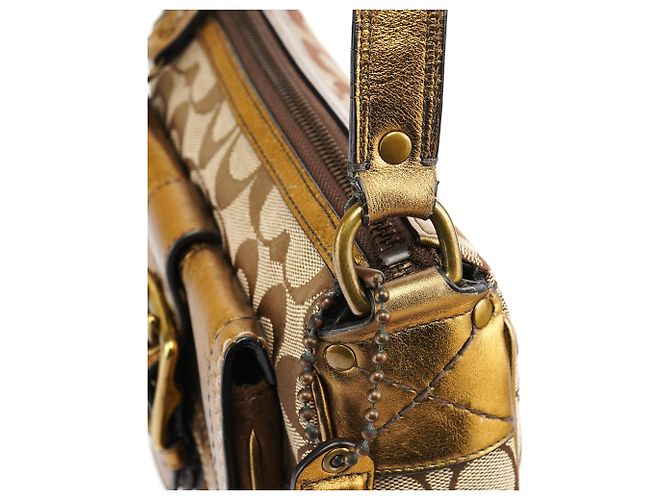 Coach Borsa a tracolla Soho in pelle beige e oro - vista 10