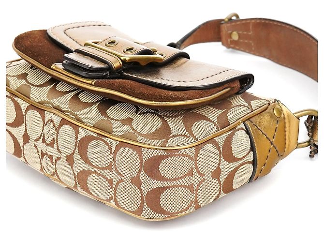Coach Borsa a tracolla Soho in pelle beige e oro - vista 12