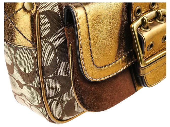 Coach Borsa a tracolla Soho in pelle beige e oro - vista 13