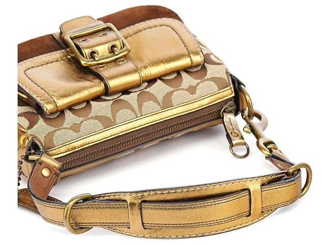 Coach Borsa a tracolla Soho in pelle beige e oro - vista 14