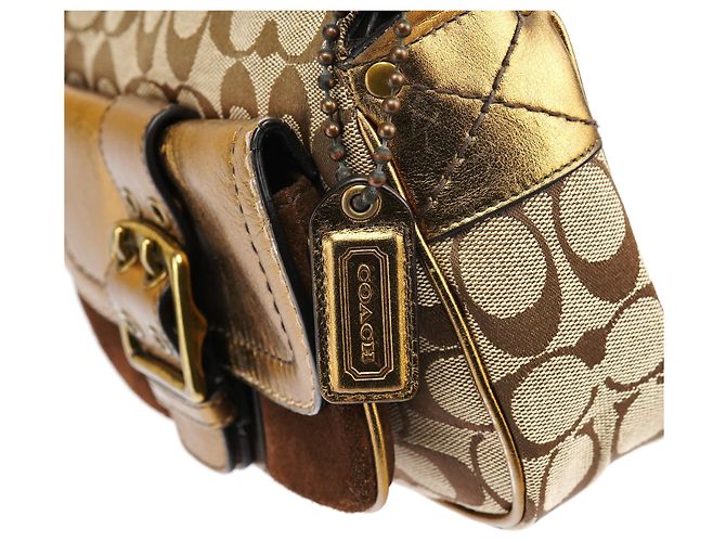 Coach Borsa a tracolla Soho in pelle beige e oro - vista 6