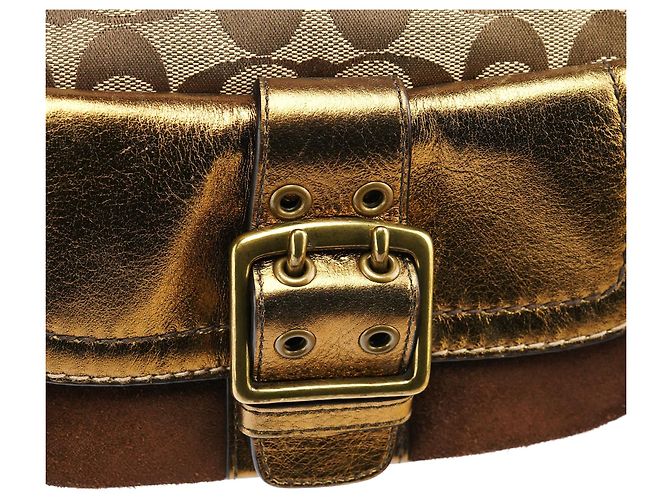 Coach Borsa a tracolla Soho in pelle beige e oro - vista 7