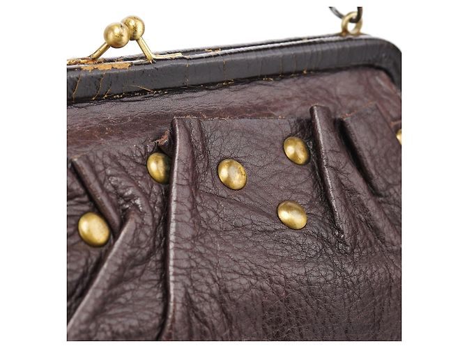 Miu Miu Borsa a spalla clutch in pelle craquelé marrone - vista 10