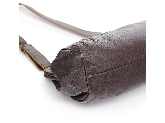 Miu Miu Borsa a spalla clutch in pelle craquelé marrone - vista 11