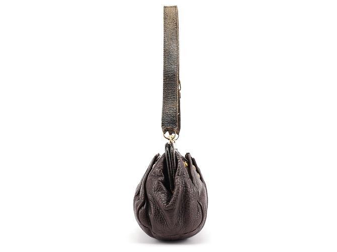 Miu Miu Borsa a spalla clutch in pelle craquelé marrone - vista 2