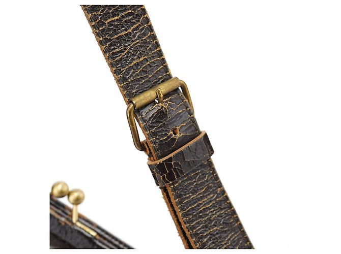 Miu Miu Borsa a spalla clutch in pelle craquelé marrone - vista 8