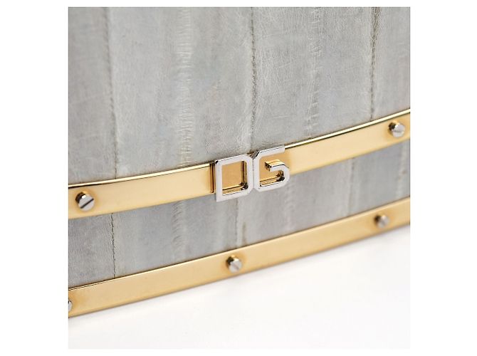 Dolce & Gabbana Borsa a tracolla DG in pelle grigio oro - vista 6