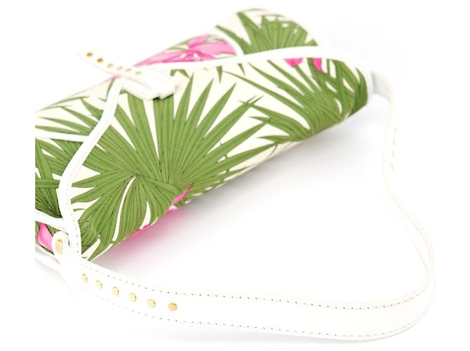 Céline Borsa a tracolla in tela con stampa ibisco bianco 2004 - vista 11