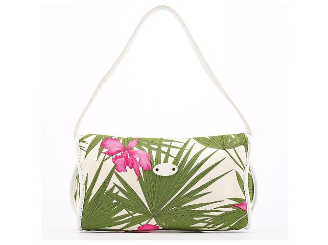 Céline Borsa a tracolla in tela con stampa ibisco bianco 2004 - vista 3