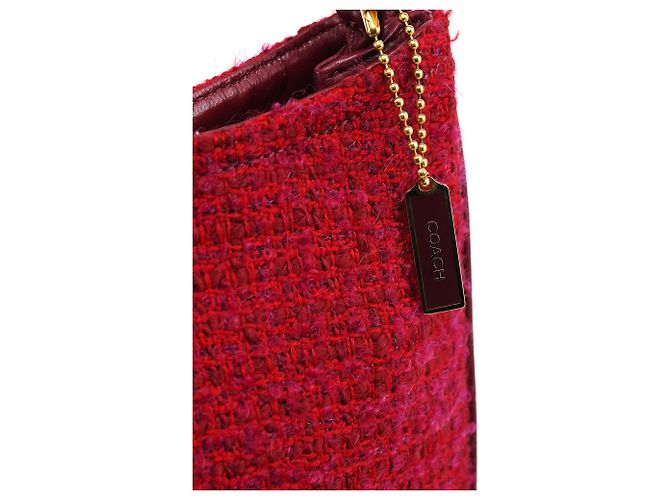 Coach Borsa a tracolla in pelle e tweed rosa - vista 5