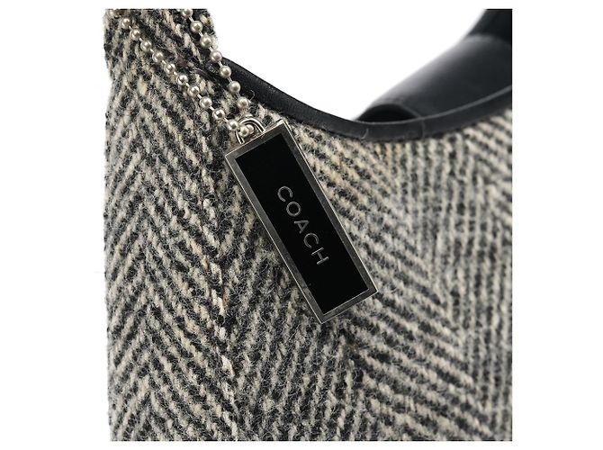 Coach Borsa a spalla 8121 in lana grigia spina di pesce - vista 5