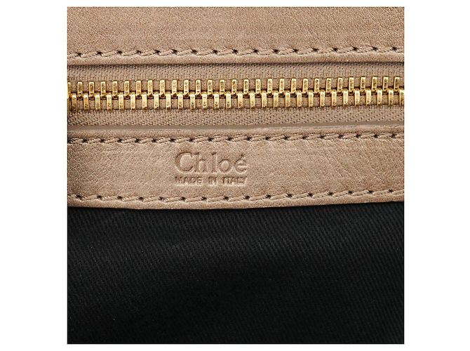 Chloé Borsa Tote Bay in pelle beige - vista 12