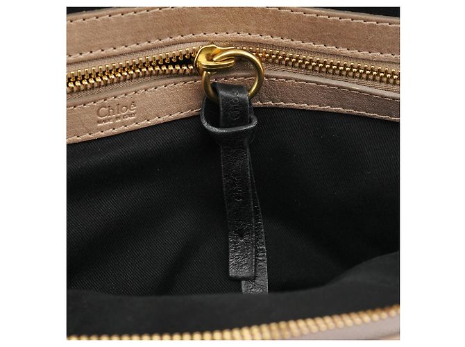 Chloé Borsa Tote Bay in pelle beige - vista 13