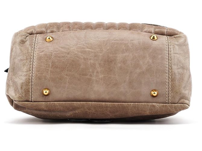 Chloé Borsa Tote Bay in pelle beige - vista 5