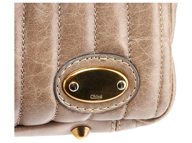 Chloé Borsa Tote Bay in pelle beige - vista 6