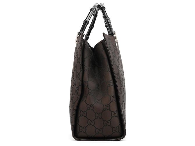 Bamboo Gucci 002 1010 Borsa Tote in tela GG marrone con bambù - vista 2