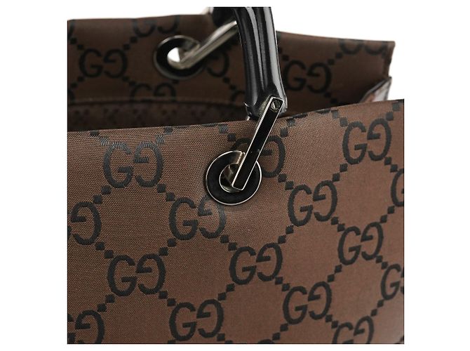 Bamboo Gucci 002 1010 Borsa Tote in tela GG marrone con bambù - vista 5