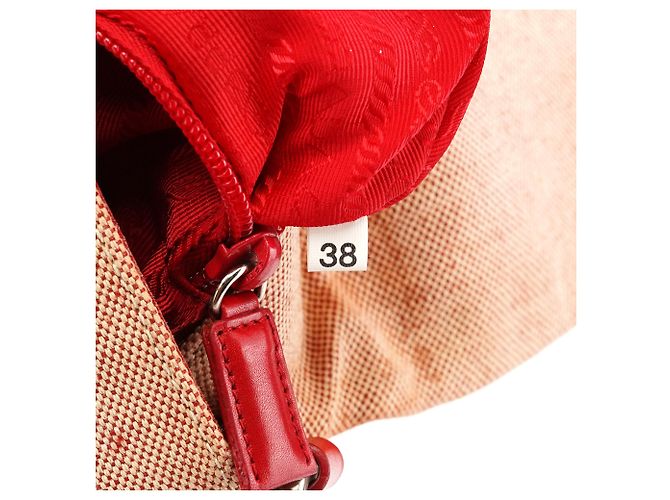 Prada Borsa a tracolla 1999 Red Canvas Canapa - vista 13