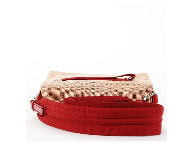Prada Borsa a tracolla 1999 Red Canvas Canapa - vista 4
