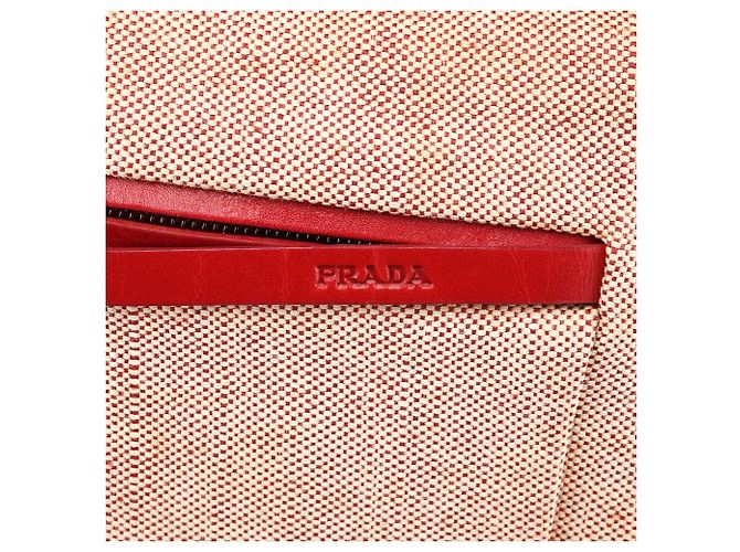 Prada Borsa a tracolla 1999 Red Canvas Canapa - vista 6