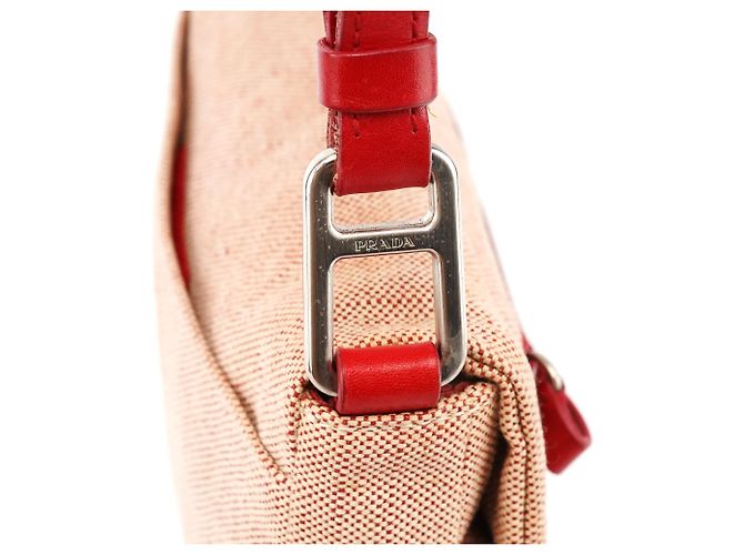 Prada Borsa a tracolla 1999 Red Canvas Canapa - vista 7